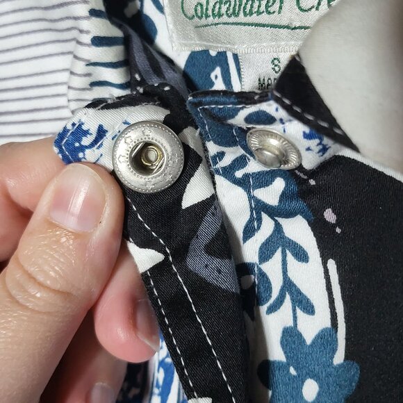 Coldwater Creek Floral Button Blazer Jacket Small Art to Wear Artsy Stretch Fall - Picture 3 of 9